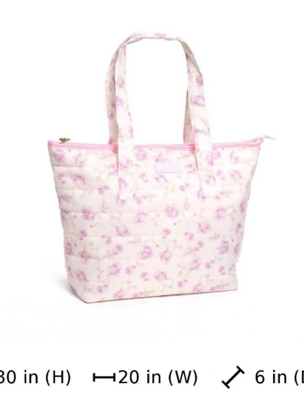 LoveShackFancy x Target Quilted Floral Tote Ribbon Rosa Sterling Dusk Pink